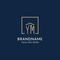 Initial YM square lines logo, modern and luxury real estate logo design vector