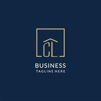 Initial CL square lines logo, modern and luxury real estate logo design vector