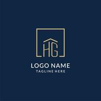 Initial HG square lines logo, modern and luxury real estate logo design vector