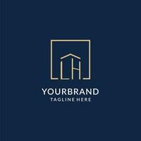 Initial LH square lines logo, modern and luxury real estate logo design vector