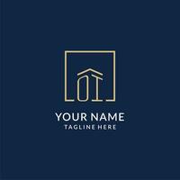 Initial OI square lines logo, modern and luxury real estate logo design vector