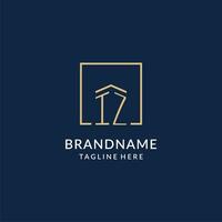 Initial IZ square lines logo, modern and luxury real estate logo design vector