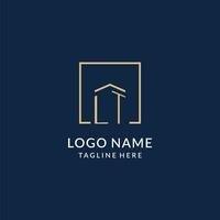 Initial LT square lines logo, modern and luxury real estate logo design vector