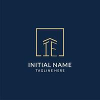 Initial IE square lines logo, modern and luxury real estate logo design vector