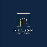 Initial AF square lines logo, modern and luxury real estate logo design vector