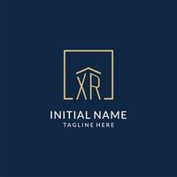 Initial XR square lines logo, modern and luxury real estate logo design vector