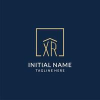 Initial XR square lines logo, modern and luxury real estate logo design vector