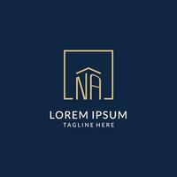 Initial NA square lines logo, modern and luxury real estate logo design vector