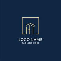 Initial HT square lines logo, modern and luxury real estate logo design vector