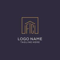 inicial fc logo con cuadrado líneas, lujo y elegante real inmuebles logo diseño vector