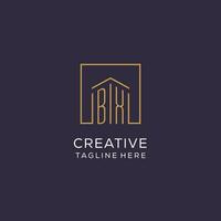 Initial BX logo with square lines, luxury and elegant real estate logo design vector