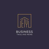 Initial EY logo with square lines, luxury and elegant real estate logo design vector