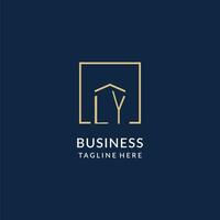 Initial LY square lines logo, modern and luxury real estate logo design vector