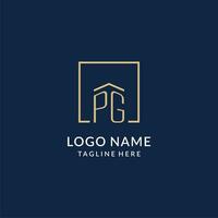 Initial PG square lines logo, modern and luxury real estate logo design vector