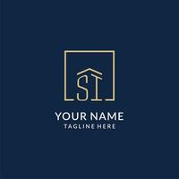 Initial SI square lines logo, modern and luxury real estate logo design vector