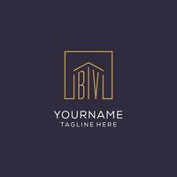 inicial bv logo con cuadrado líneas, lujo y elegante real inmuebles logo diseño vector