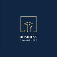 Initial JY square lines logo, modern and luxury real estate logo design vector