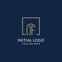 Initial DF square lines logo, modern and luxury real estate logo design vector