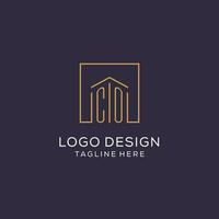 Initial CO logo with square lines, luxury and elegant real estate logo design vector