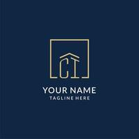 Initial CI square lines logo, modern and luxury real estate logo design vector