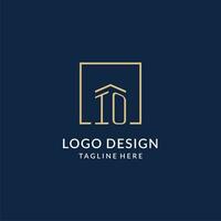 Initial IO square lines logo, modern and luxury real estate logo design vector