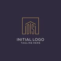 Initial DS logo with square lines, luxury and elegant real estate logo design vector