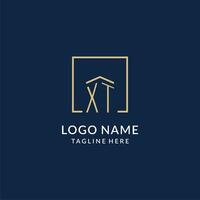 Initial XT square lines logo, modern and luxury real estate logo design vector