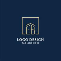 Initial EB square lines logo, modern and luxury real estate logo design vector