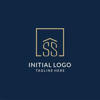 Initial SS square lines logo, modern and luxury real estate logo design vector