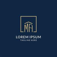 Initial MA square lines logo, modern and luxury real estate logo design vector