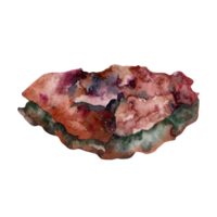 Hand drawn watercolor illustration of a coral sea rock. Tropical waters underwater collection isolated element. Textured beach pebble on transparent background. png