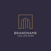 Initial IT logo with square lines, luxury and elegant real estate logo design vector