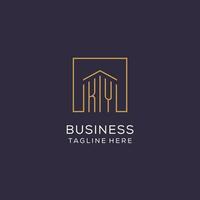 Initial KY logo with square lines, luxury and elegant real estate logo design vector