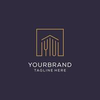 Initial YU logo with square lines, luxury and elegant real estate logo design vector