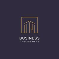 Initial LY logo with square lines, luxury and elegant real estate logo design vector