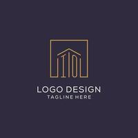 Initial IO logo with square lines, luxury and elegant real estate logo design vector