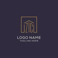 Initial ZC logo with square lines, luxury and elegant real estate logo design vector