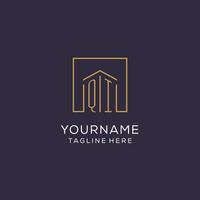 Initial QI logo with square lines, luxury and elegant real estate logo design vector