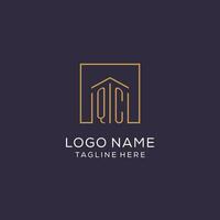 Initial QC logo with square lines, luxury and elegant real estate logo design vector