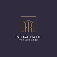 Initial XR logo with square lines, luxury and elegant real estate logo design vector