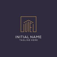 Initial UE logo with square lines, luxury and elegant real estate logo design vector