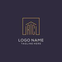 Initial RC logo with square lines, luxury and elegant real estate logo design vector