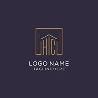 Initial HC logo with square lines, luxury and elegant real estate logo design vector