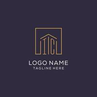 Initial IC logo with square lines, luxury and elegant real estate logo design vector