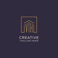 Initial VX logo with square lines, luxury and elegant real estate logo design vector