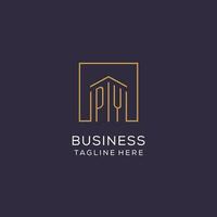 Initial PY logo with square lines, luxury and elegant real estate logo design vector