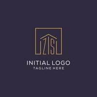 Initial ZS logo with square lines, luxury and elegant real estate logo design vector