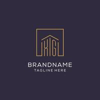 Initial XG logo with square lines, luxury and elegant real estate logo design vector