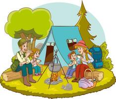 vector illustration of family camping