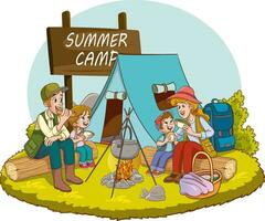 vector illustration of family camping